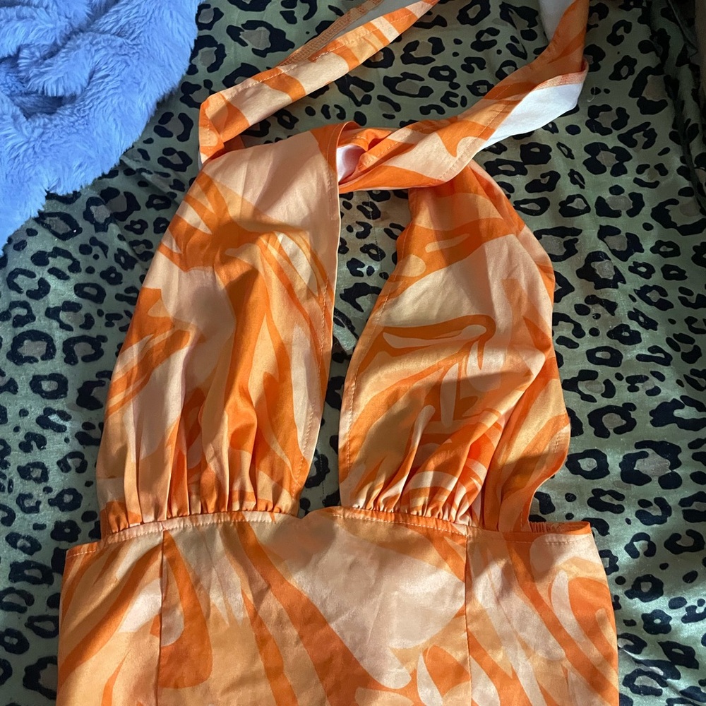 SHEIN Orange Trim Leopard Print Bikini Bottom